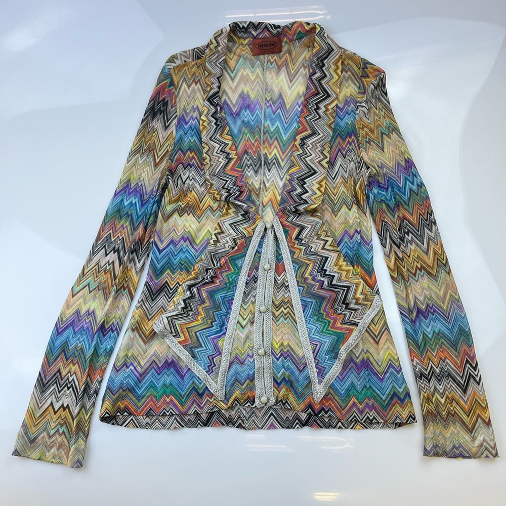Missoni Multicolor Zigzag Knit Top N229-36